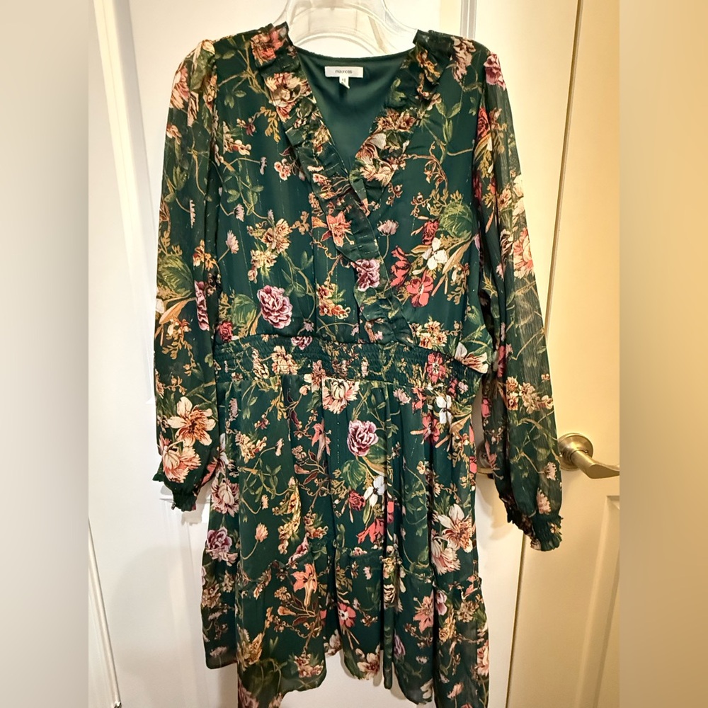 Maurices Dark Teal Floral Midi Dress